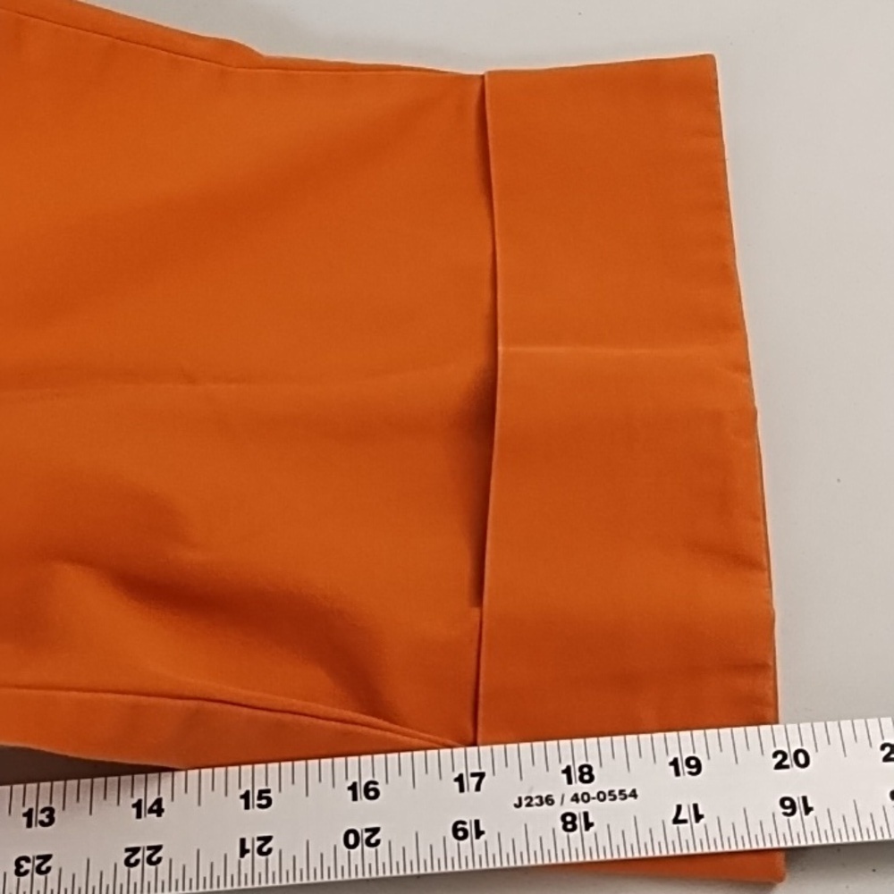 Venizia 18 Wide Cuff Stretch Cropped Trousers Smooth Back Front Pockets Orange - Picture 4 of 12